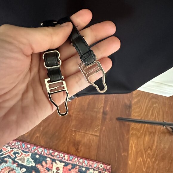 Maniere De Voir Vegan Leather Suspender Dress in Black - Picture 5 of 12